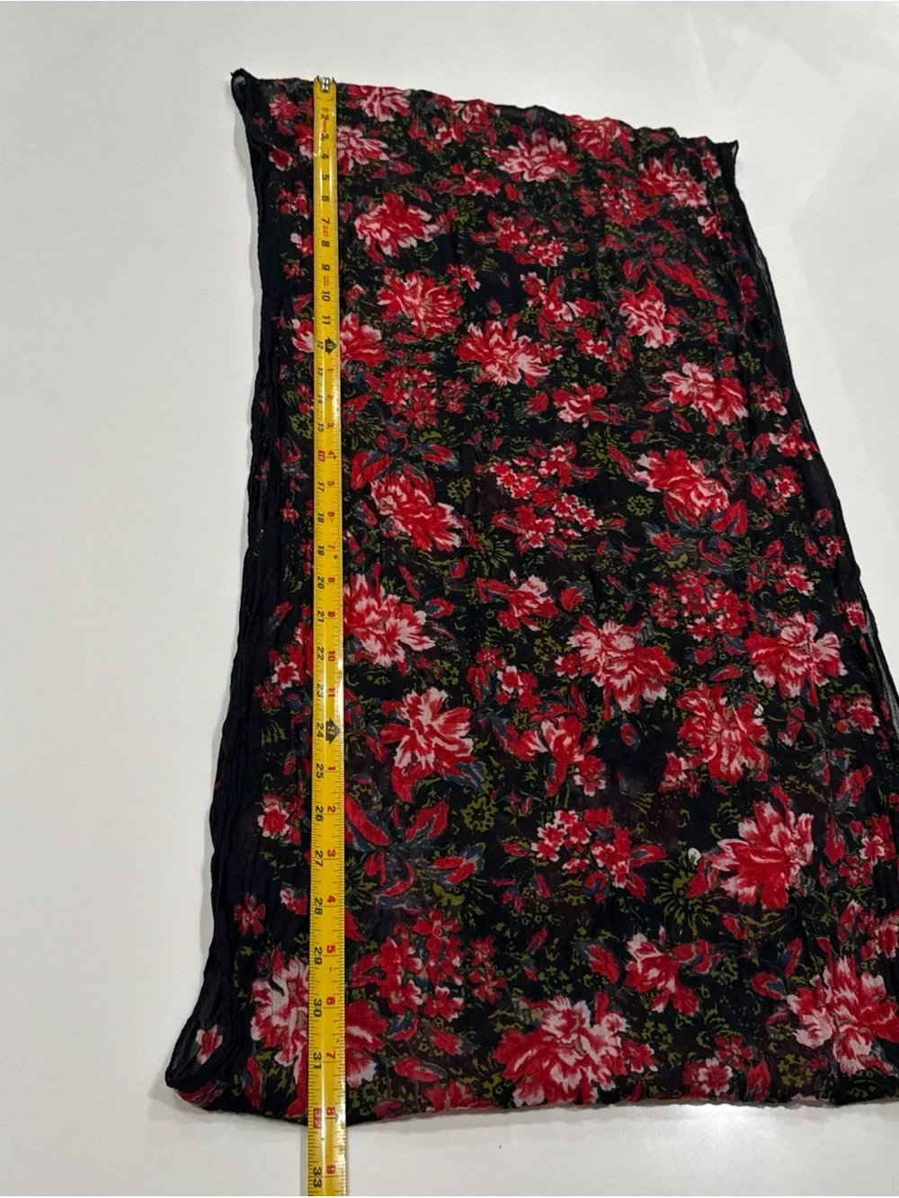 J. Jill Black Infinity Scarf with Red Floral Print and Green Accents